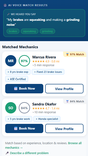 Voice match screen